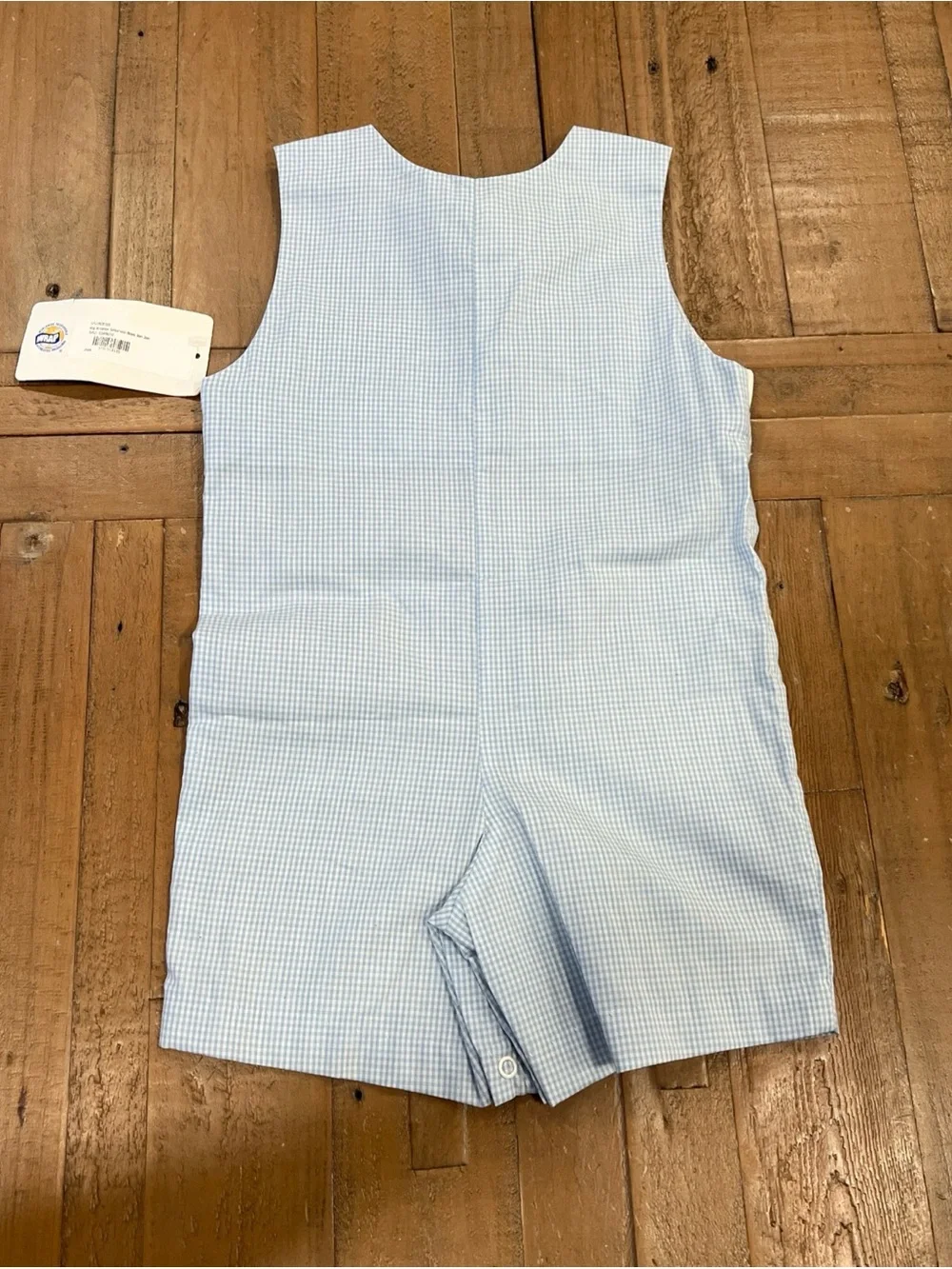 Southern Sunshine Big Brother Smocked Blue Gingham Jon Jon One Piece Romper 24m
